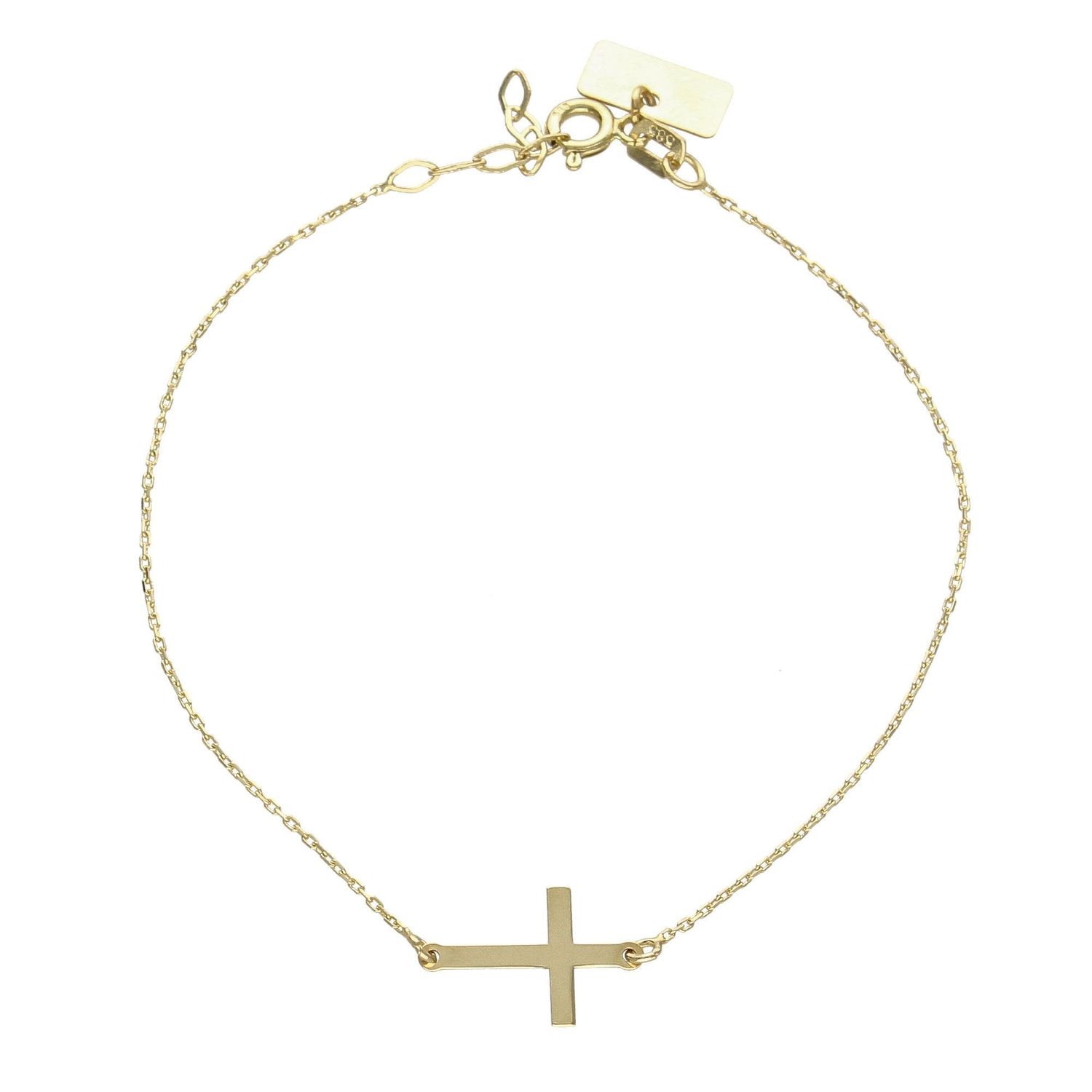 Nowoczesna bransoletka celebrytka z elementem ozdobnym w postaci krzyża. Bransoletka celebrytka to świetny dodatek pasujący do wielu stylizacji.  (2).jpg